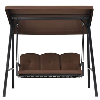 Tangkula 3-Person All-Weather Patio Porch Swing Seat with Adjustable Canopy 4 Tangkula 3-Person All-Weather Patio Porch Swing Seat with Adjustable Canopy - Image 4