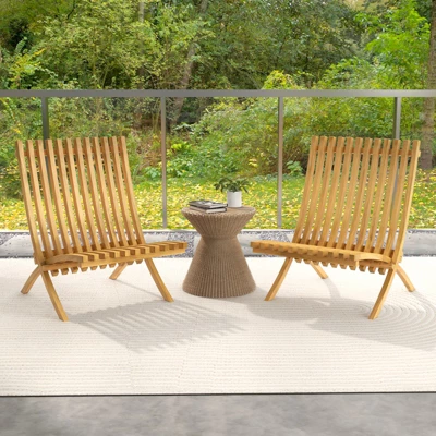 Tangkula Folding Teak Wood Outdoor Lounge Chair with Slatted Seat 2 Tangkula Folding Teak Wood Outdoor Lounge Chair with Slatted Seat - Image 2