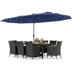 Tangkula 11-Piece Patio Dining Set with 15ft Double-Sided Solar Umbrella -Tangkula Shop GUEST b75b3de3 5b43 4871 9f36 f08c70b6fbf7