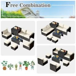 Tangkula 8PCS Patio Conversation Set Sectional Sofa Set, All-Weather PE Rattan, Tempered Glass Table & Washable Cushion Covers -Tangkula Shop GUEST b7bc562d 4dd2 421b 9328 88986a13d8e3