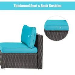 Tangkula 2PCS Patio Wicker Rattan Sectional Armless Chair Sofa W/ Turquoise Cushion 14 Tangkula 2PCS Patio Wicker Rattan Sectional Armless Chair Sofa W/ Turquoise Cushion -Tangkula Shop GUEST b7cea168 bae1 4723 8d4a b55ad1f9e89f