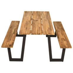 Tangkula 70-Inch Acacia Wood Outdoor Picnic Table and Bench Set with Umbrella Hole -Tangkula Shop GUEST b7d49639 6a82 4f24 8012 be2a2cba2b26