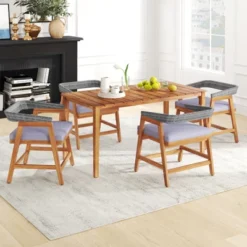 Tangkula 5-Piece Patio Dining Set - Solid Acacia Wood & Rattan Chairs with Cushions 12 Tangkula 5-Piece Patio Dining Set - Solid Acacia Wood & Rattan Chairs with Cushions -Tangkula Shop GUEST b7f89a66 b233 4a41 ab50 b822e5721155