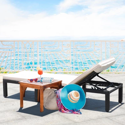 Tangkula Set of 2 Cushioned Rattan Patio Lounge Chairs - 7-Position Adjustable Recliners 4 Tangkula Set of 2 Cushioned Rattan Patio Lounge Chairs - 7-Position Adjustable Recliners - Image 4