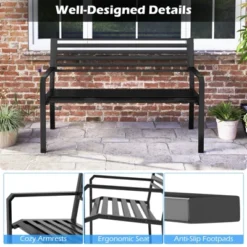 Tangkula 50" Outdoor Metal Park Bench For 2-3 People W/ Armrests & Backrest For Backyard 14 Tangkula 50" Outdoor Metal Park Bench For 2-3 People W/ Armrests & Backrest For Backyard -Tangkula Shop GUEST b83ad385 c5c0 496d b7b8 193006bf82b7