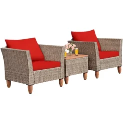 Tangkula 3 Piece Outdoor Rattan Sofa Set Wicker Conversation Furniture Set With Cushions -Tangkula Shop GUEST b863eb44 d9a2 448b a0be dad0283553b7