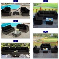 Tangkula Patio Rattan 6PCS Cushioned Sofa Set Furniture Set Thick Cushion With 34.5" Fire Pit Table For Garden Black/Blue/Red/Turquoise/Off White 15 Tangkula Patio Rattan 6PCS Cushioned Sofa Set Furniture Set Thick Cushion With 34.5" Fire Pit Table For Garden Black/Blue/Red/Turquoise/Off White -Tangkula Shop GUEST b8aad192 83ef 40eb b7b0 2edfab8bde0c