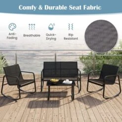 Tangkula 8 PCS Rocking Bistro Set Patio Furniture Set W/ Loveseat Rocking Chairs & Coffee Table -Tangkula Shop GUEST b8c917e2 c117 43e8 a6c8 b62f3d0cf544