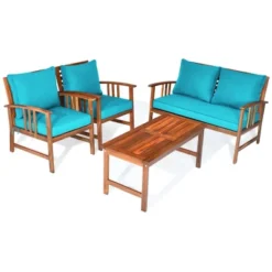 Tangkula 8pcs Wooden Patio Furniture Set Table & Sectional Sofa W/ Turquoise Cushion 15 Tangkula 8pcs Wooden Patio Furniture Set Table & Sectional Sofa W/ Turquoise Cushion -Tangkula Shop GUEST b8f27d9e 3e47 4f16 a3db 53db73d959b8