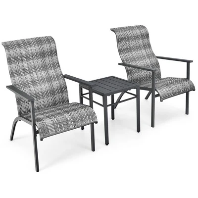 Tangkula 3PCS Rattan Bistro Chair Set Patio Furniture Set W/Table 10 Tangkula 3PCS Rattan Bistro Chair Set Patio Furniture Set W/Table - Image 10