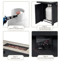 Tangkula 7PCS Patio Rattan Furniture Set Fire Pit Table Cover Cushion Beige -Tangkula Shop GUEST b9226002 8847 4dd6 b854 ea4db2eaed85