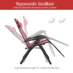 Tangkula Oversized Zero Gravity Lounge Chair Folding Recliner W/ Cup Holder & Pillow, Red 14 Tangkula Oversized Zero Gravity Lounge Chair Folding Recliner W/ Cup Holder & Pillow, Red -Tangkula Shop GUEST b93a6d7b 088d 4c3d a81e ea944c911944