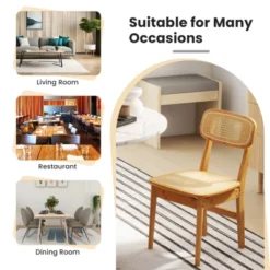 Tangkula Rattan Dining Chairs Set Of 2 Kitchen Dining Chairs With Simulated Rattan Backrest & Wood Frame -Tangkula Shop GUEST b9c8f598 87c3 41f2 83d3 e9a9c960b720