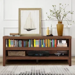 Tangkula TV Stand Fit 45” TV Media Center Open Console Cabinet With 2-Shelf Storage OakWalnut