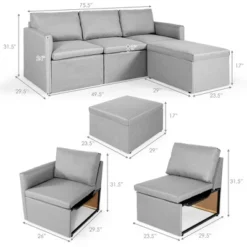 Tangkula Convertible L-shaped Sectional Sofa Couch Chaise W/ Ottoman Cushions -Tangkula Shop GUEST ba5fe6b9 63da 4a8f a75e cee5a7225011