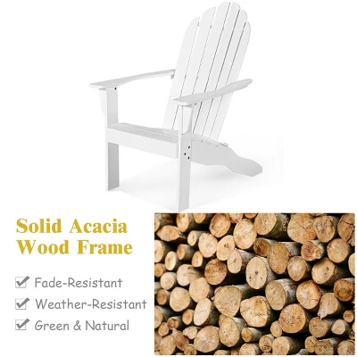 Tangkula 2-Piece Classic Acacia Wood Adirondack Chair Set - White 4 Tangkula 2-Piece Classic Acacia Wood Adirondack Chair Set - White - Image 4