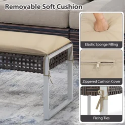 Tangkula 43" Wicker Patio Ottoman - Versatile Outdoor Bench & Coffee Table with Cushion -Tangkula Shop GUEST baa796ff b4fa 46ff 9b29 ffd28cf2cc1f 1