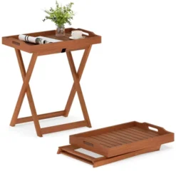 Tangkula Solid Wood Patio Tray Table with Removable Serving Top -Tangkula Shop GUEST babccc7d a2be 49e0 a09d 976cedf30b10