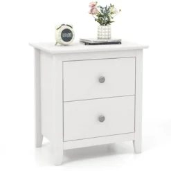Tangkula Modern Nightstand With Storage 2 Drawers & Support Legs For Bedroom White -Tangkula Shop GUEST babde61e 10a7 49b4 bc94 9343ea07980f