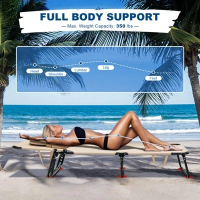 Tangkula Outdoor Folding Beach Chaise Lounge Chair - Adjustable 5-Position Recliner 4 Tangkula Outdoor Folding Beach Chaise Lounge Chair - Adjustable 5-Position Recliner - Image 4