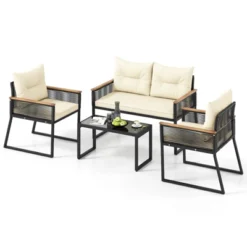 Tangkula 4-Piece Heavy Duty Patio Wicker Furniture Set with Cushioned Seating -Tangkula Shop GUEST bb1479b9 fc75 4b62 b273 344436084d03