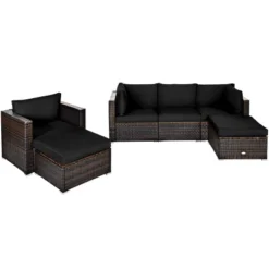 Tangkula 6-Piece Modular Rattan Patio Furniture Set with Cushioned Sofa and Ottoman 24 Tangkula 6-Piece Modular Rattan Patio Furniture Set with Cushioned Sofa and Ottoman -Tangkula Shop GUEST bb1b633b 6e50 4d07 8343 08a1bc1c9cc3