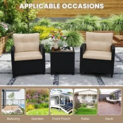 Tangkula 3-Piece Rattan Patio Conversation Set with Glass Top Coffee Table -Tangkula Shop GUEST bb2d2a21 610d 4115 8f31 b2d0dcb36d18