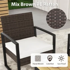 Tangkula Set Of 4 PE Rattan Patio Conversation Set Outdoor Porch Chairs Loveseat With Coffee Table And Soft Cushions Metal Frame -Tangkula Shop GUEST bb389d75 5ad0 4479 b15e 5d88b7a73794 1