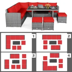 Tangkula 7PCS Rattan Patio Sectional Sofa Set Conversation Set W/ Red Cushions -Tangkula Shop GUEST bbafdbe8 0357 4deb b00a 8633bc9940dc