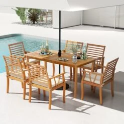 Tangkula 63" Outdoor Dining Table with Slatted Acacia Wood Tabletop 11 Tangkula 63" Outdoor Dining Table with Slatted Acacia Wood Tabletop -Tangkula Shop GUEST bc3963aa fe74 4d8b a28d bd99e1a0b431