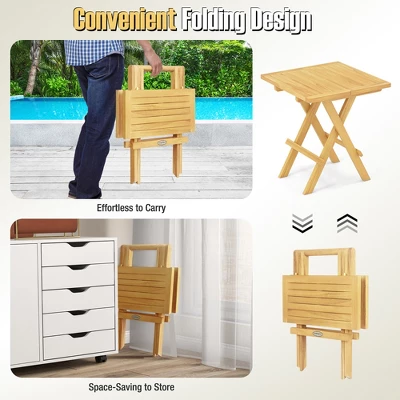Tangkula Patio Folding Side Table W/X-shaped Legs Slatted Tabletop For Backyard Outdoor 6 Tangkula Patio Folding Side Table W/X-shaped Legs Slatted Tabletop For Backyard Outdoor - Image 6