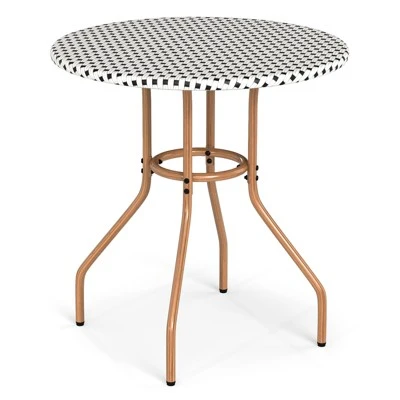 Tangkula 27.5" Outdoor PE Rattan Bistro Table with Heavy Duty Metal Frame 9 Tangkula 27.5" Outdoor PE Rattan Bistro Table with Heavy Duty Metal Frame - Image 9