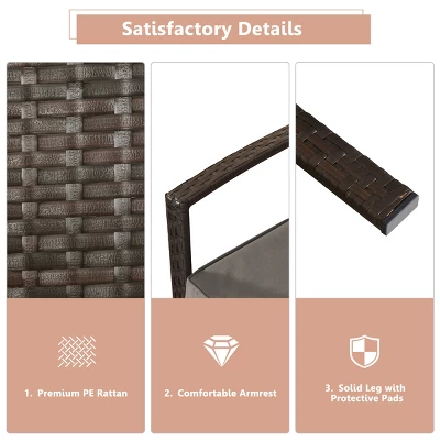 Tangkula 4 PCS Rattan Wicker Furniture Set Loveseat Sofa Cushioned Patio Outdoor Brown 5 Tangkula 4 PCS Rattan Wicker Furniture Set Loveseat Sofa Cushioned Patio Outdoor Brown - Image 5