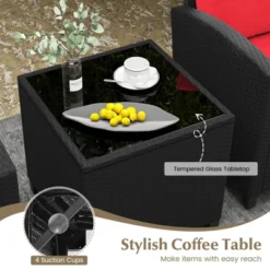 Tangkula 3 PCS Patio Furniture Set W/Tempered Glass Coffee Table Washable Cushions -Tangkula Shop GUEST bc988531 71fc 4864 b5ca d2bc03631aa7