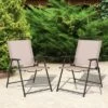 Tangkula 2/4 Piece Patio Folding Chairs Outdoor Dining Chairs W/ Breathable Fabric Heavy Duty Steel & Rustproof Steel Frame