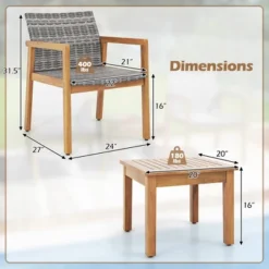 Tangkula 3-Piece Outdoor Patio Furniture Set - Acacia Wood & PE Rattan Bistro Set -Tangkula Shop GUEST bd82194b 6f7b 480f 9693 7d7f14f2be2a