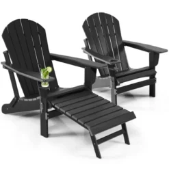 Tangkula 2PCS Adirondack Chair W/Ergonomic Design&Ottoman Outdoor Armchair HDPE Chair For Yard&Patio Black/Coffee/Grey/Turquoise/White -Tangkula Shop GUEST bd927223 4933 4a36 b84c 859df3e84799