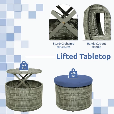 Tangkula Outdoor Round Daybed W/ Retractable Canopy & Side Table Backyard Poolside Lawn 4 Tangkula Outdoor Round Daybed W/ Retractable Canopy & Side Table Backyard Poolside Lawn - Image 4