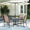 Tangkula Set of 4 Outdoor Dining Chairs with Breathable Fabric & Armrests