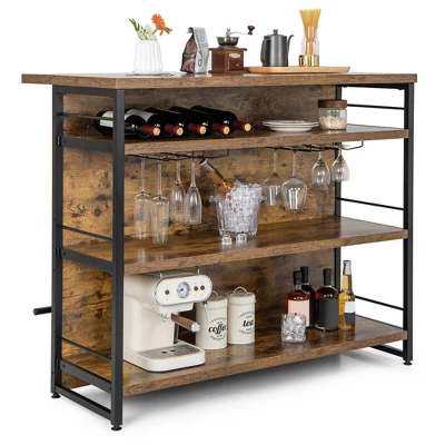 Tangkula Industrial Kitchen Island Bar Table 4-Tier Storage Shelf Drinks Rack Glass Holders 8 Tangkula Industrial Kitchen Island Bar Table 4-Tier Storage Shelf Drinks Rack Glass Holders - Image 8