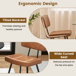 Tangkula Dining Chairs Set Of 4 W/ PU Leather Cover Filled Sponge Waterfall Seats -Tangkula Shop GUEST bdde682f a1d4 4654 a5cb 7f3c4e0c3099