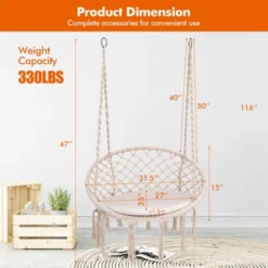 Tangkula Hanging Hammock Chair Macrame Swing Chair With Soft Cushion For Bedroom, Patio, Backyard, Balcony -Tangkula Shop GUEST bdf2f733 ca34 4b5a b741 fe45fb2dd936