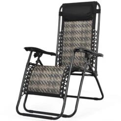 Tangkula Grey Folding Recliner 2PCS Patio Rattan Zero Gravity Lounge Chair With Headrest -Tangkula Shop GUEST be147d2b cdfc 4ea5 8c55 b4001b2357cb 1