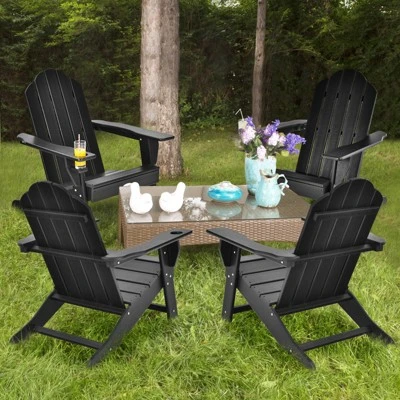 Tangkula Weather-Resistant Adirondack Chair with Built-in Cup Holder 6 Tangkula Weather-Resistant Adirondack Chair with Built-in Cup Holder - Image 6