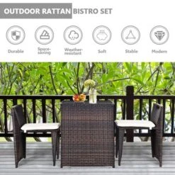 Tangkula 3 PCS Cushioned Wicker Patio Furniture Set Seat Sofa Outdoor No Assembly Brown -Tangkula Shop GUEST be5d149e 34b3 4530 a2c2 a64e12181422