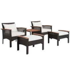 Tangkula 5-Piece Outdoor Rattan Conversation Set with 2-Tier Side Table -Tangkula Shop GUEST be71b4fb 4a89 4b24 8ba4 ffd00a8749e2