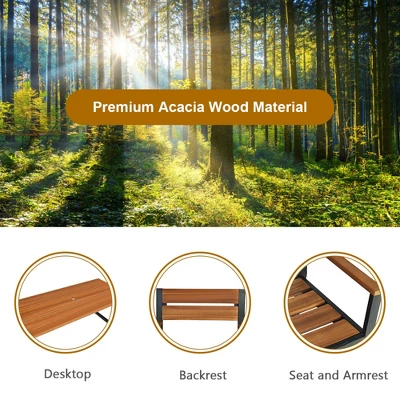 Tangkula 7-Piece Outdoor Patio Dining Set with Acacia Wood Table & 6 Armchairs 6 Tangkula 7-Piece Outdoor Patio Dining Set with Acacia Wood Table & 6 Armchairs - Image 6