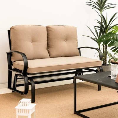 Tangkula 2-Person Outdoor Patio Glider Bench with Thick Seat and Back Cushions 3 Tangkula 2-Person Outdoor Patio Glider Bench with Thick Seat and Back Cushions - Image 3