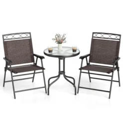 Tangkula 3-Piece Outdoor Bistro Set: Tempered Glass Table & Folding Chairs -Tangkula Shop GUEST bee874ab 3bbf 47cb a034 a7f53e1f8d83
