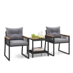 Tangkula 3 PCS Patio Furniture Set PE Rattan Wicker Chairs W/ 2 Tier Coffee Table Soft Back 17 Tangkula 3 PCS Patio Furniture Set PE Rattan Wicker Chairs W/ 2 Tier Coffee Table Soft Back -Tangkula Shop GUEST beef2e45 dfa7 4503 adec 461941defd9a